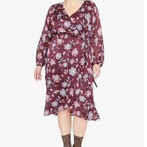 Rachael Roy long sleeve purple floral wrap dress!